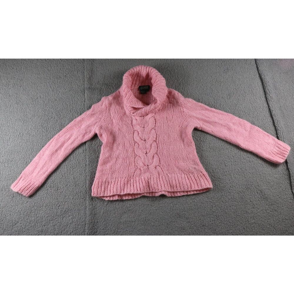 Lauren Ralph Lauren Womens Sweater Large Pink Lambswool Mohair Blend Hand Knit
